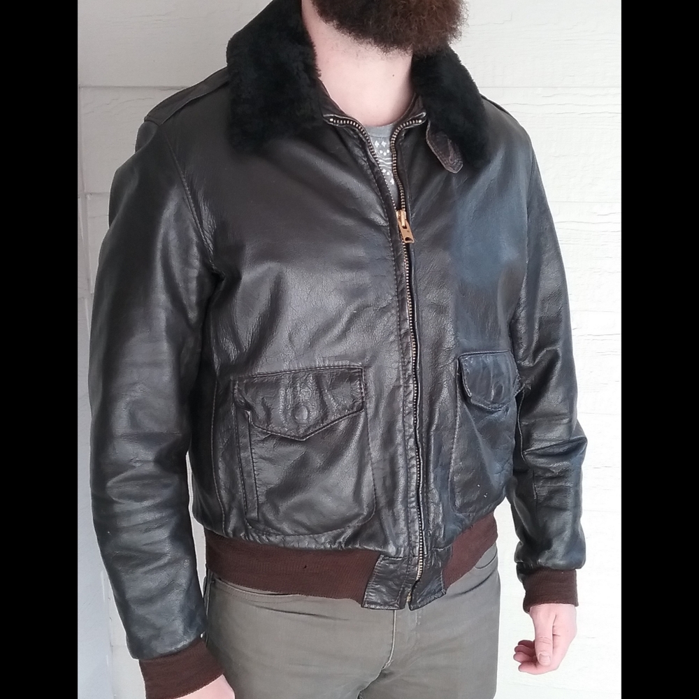 Leather Jacket with Sheerling Lining | Men's M